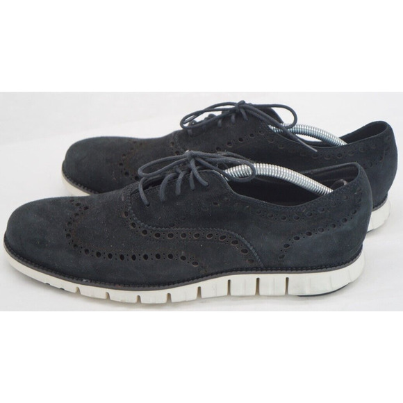 Cole Haan Mens ZeroGrand Size 10.5 Shoes Black Suede Oxford Wingtip Preppy main image 7